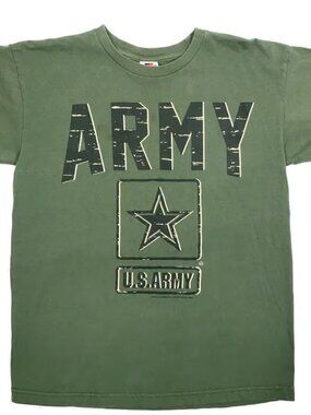 U.S. Army Green Graphic Men's T-Shirt Bayside True American Made Tee Size M